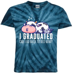 Funny Cow Graduation I Graduated Can I Go Back To Bed Now Kids Tie-Dye T-Shirt