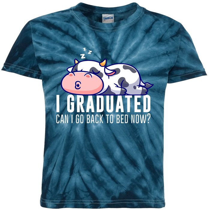 Funny Cow Graduation I Graduated Can I Go Back To Bed Now Kids Tie-Dye T-Shirt