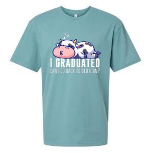 Funny Cow Graduation I Graduated Can I Go Back To Bed Now Sueded Cloud Jersey T-Shirt