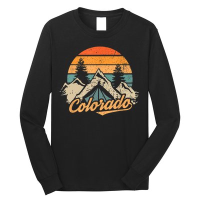 Funny Colorado Gift Retro Vintage Mountains Nature Hiking Gift Long Sleeve Shirt