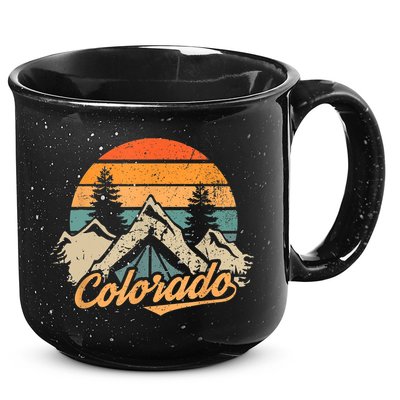 Funny Colorado Gift Retro Vintage Mountains Nature Hiking Gift 15oz Campfire Ceramic Mug