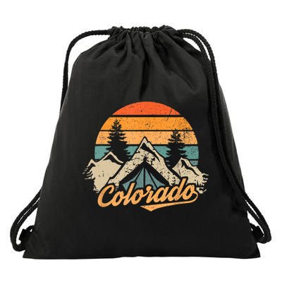 Funny Colorado Gift Retro Vintage Mountains Nature Hiking Gift Drawstring Bag