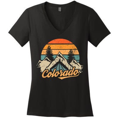 Funny Colorado Gift Retro Vintage Mountains Nature Hiking Gift Women's V-Neck T-Shirt