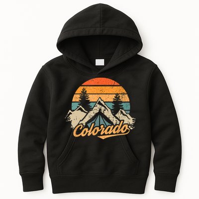 Funny Colorado Gift Retro Vintage Mountains Nature Hiking Gift Kids Hoodie