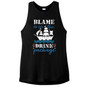 Funny Cruise Gifts Blame It On The Drink Package Ladies PosiCharge Tri-Blend Wicking Tank