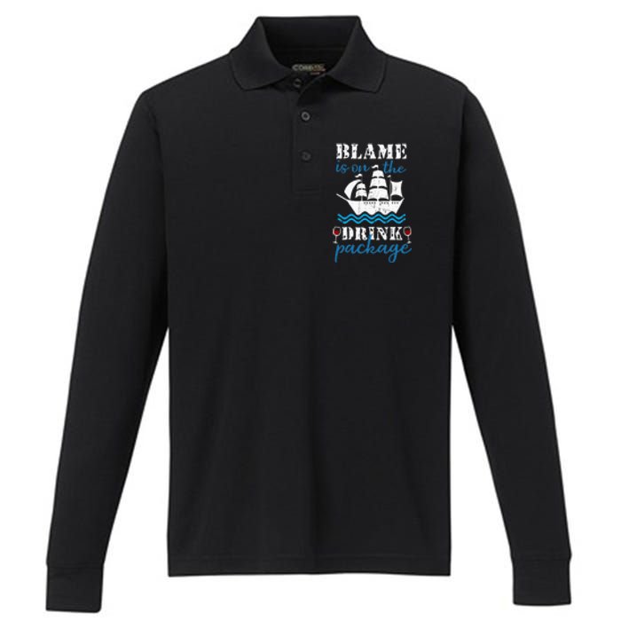 Funny Cruise Gifts Blame It On The Drink Package Performance Long Sleeve Polo