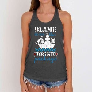 Funny Cruise Gifts Blame It On The Drink Package Women's Knotted Racerback Tank