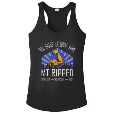 Funny Cute Gift Big Gains National Park Cute Gift Mt Ripped Cute Gift Leg Day Gi Ladies PosiCharge Competitor Racerback Tank