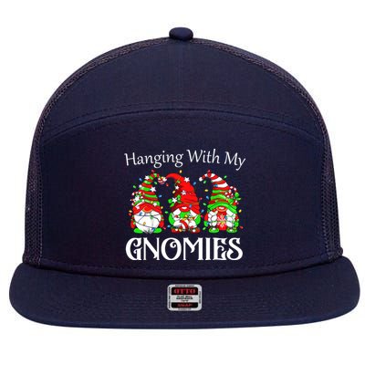 Funny Christmas Gnome Hanging With 7 Panel Mesh Trucker Snapback Hat