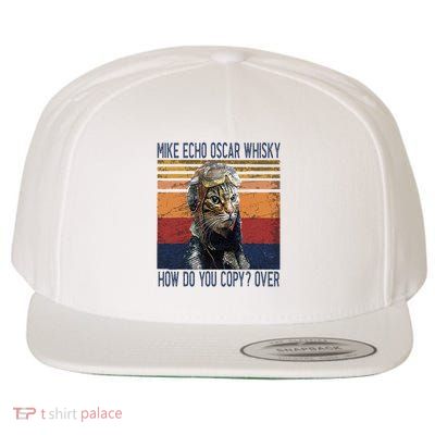 Funny Cat Gift Animals Science Lovers Outfits Mike Echo Oscar Whisky How Do You Copy Pilot Kitty Vin Wool Snapback Cap