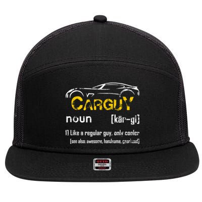 Funny Car Guy Vintage Car Guy Definition Mechanic 7 Panel Mesh Trucker Snapback Hat