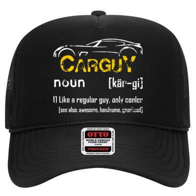 Funny Car Guy Vintage Car Guy Definition Mechanic High Crown Mesh Back Trucker Hat