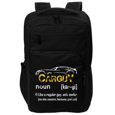 Funny Car Guy Vintage Car Guy Definition Mechanic Impact Tech Backpack