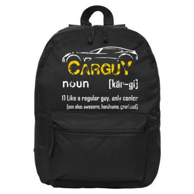 Funny Car Guy Vintage Car Guy Definition Mechanic 16 in Basic Backpack