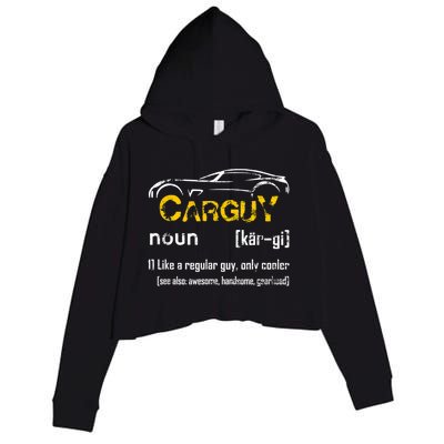 Funny Car Guy Vintage Car Guy Definition Mechanic Crop Fleece Hoodie