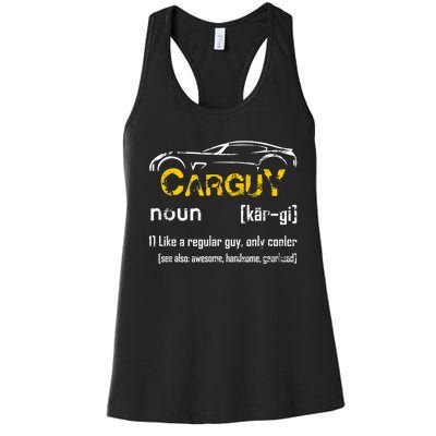 Funny Car Guy Vintage Car Guy Definition Mechanic Women's Racerback Tank