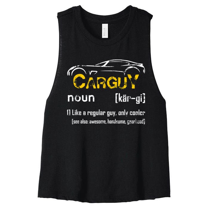 Funny Car Guy Vintage Car Guy Definition Mechanic Women's Racerback Cropped Tank