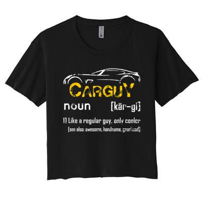 Funny Car Guy Vintage Car Guy Definition Mechanic Women's Crop Top Tee