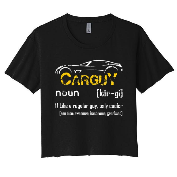 Funny Car Guy Vintage Car Guy Definition Mechanic Women's Crop Top Tee