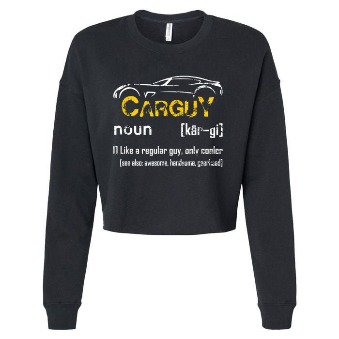 Funny Car Guy Vintage Car Guy Definition Mechanic Cropped Pullover Crew