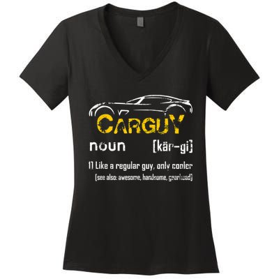 Funny Car Guy Vintage Car Guy Definition Mechanic Women's V-Neck T-Shirt