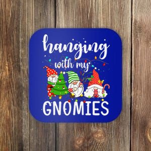 Funny Christmas Gnome Hanging With My Gnomies Family Pajamas Gift Coaster