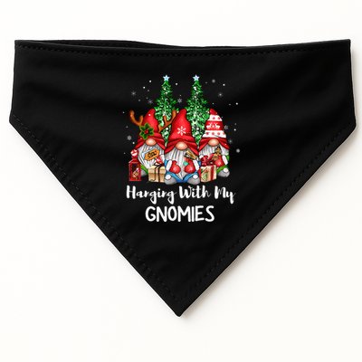 Funny Christmas Gnome Hanging With My Gnomies Family Pajamas USA-Made Doggie Bandana