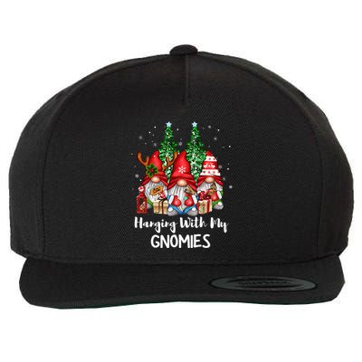 Funny Christmas Gnome Hanging With My Gnomies Family Pajamas Wool Snapback Cap