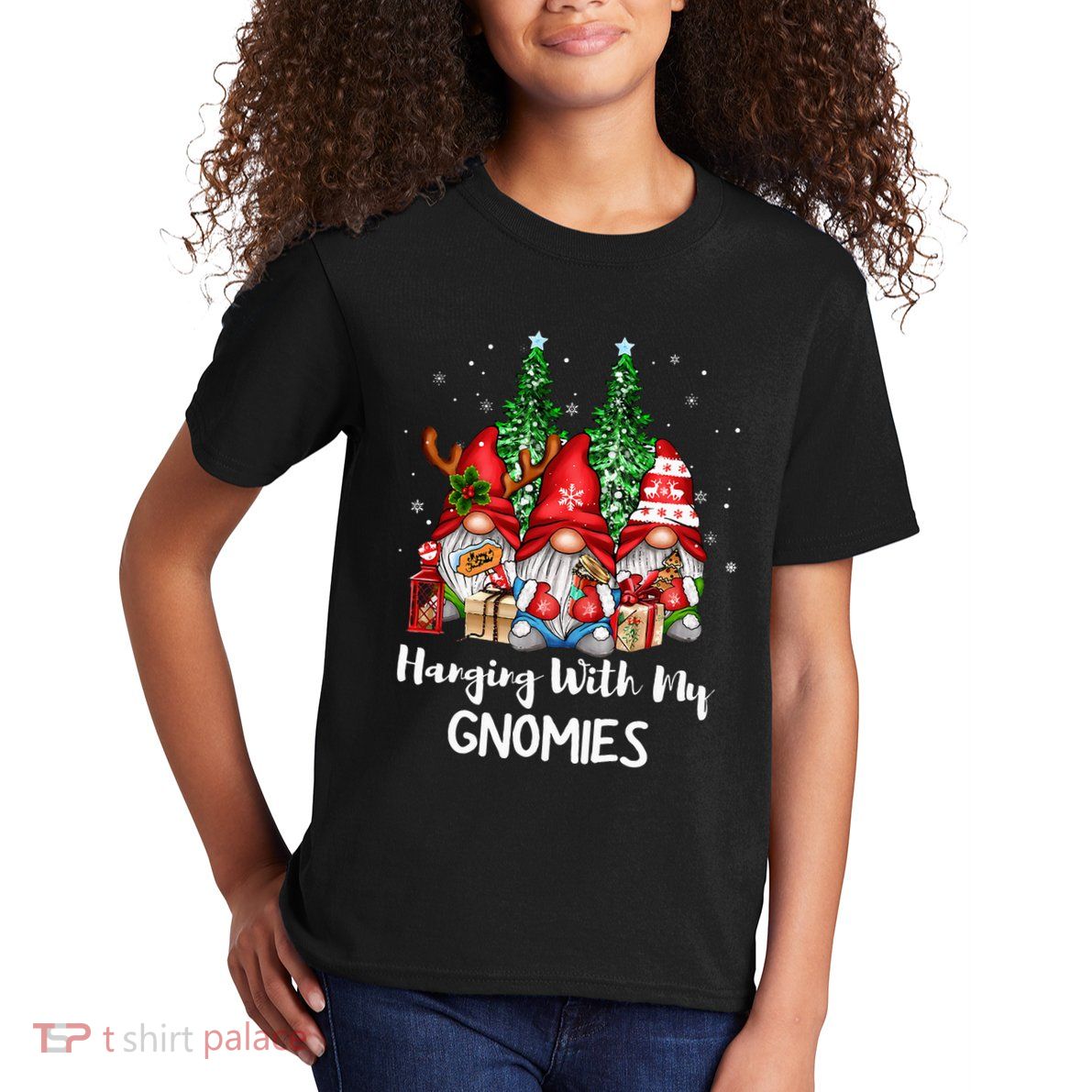 Funny Christmas Gnome Hanging With My Gnomies Family Pajamas Kids T-Shirt