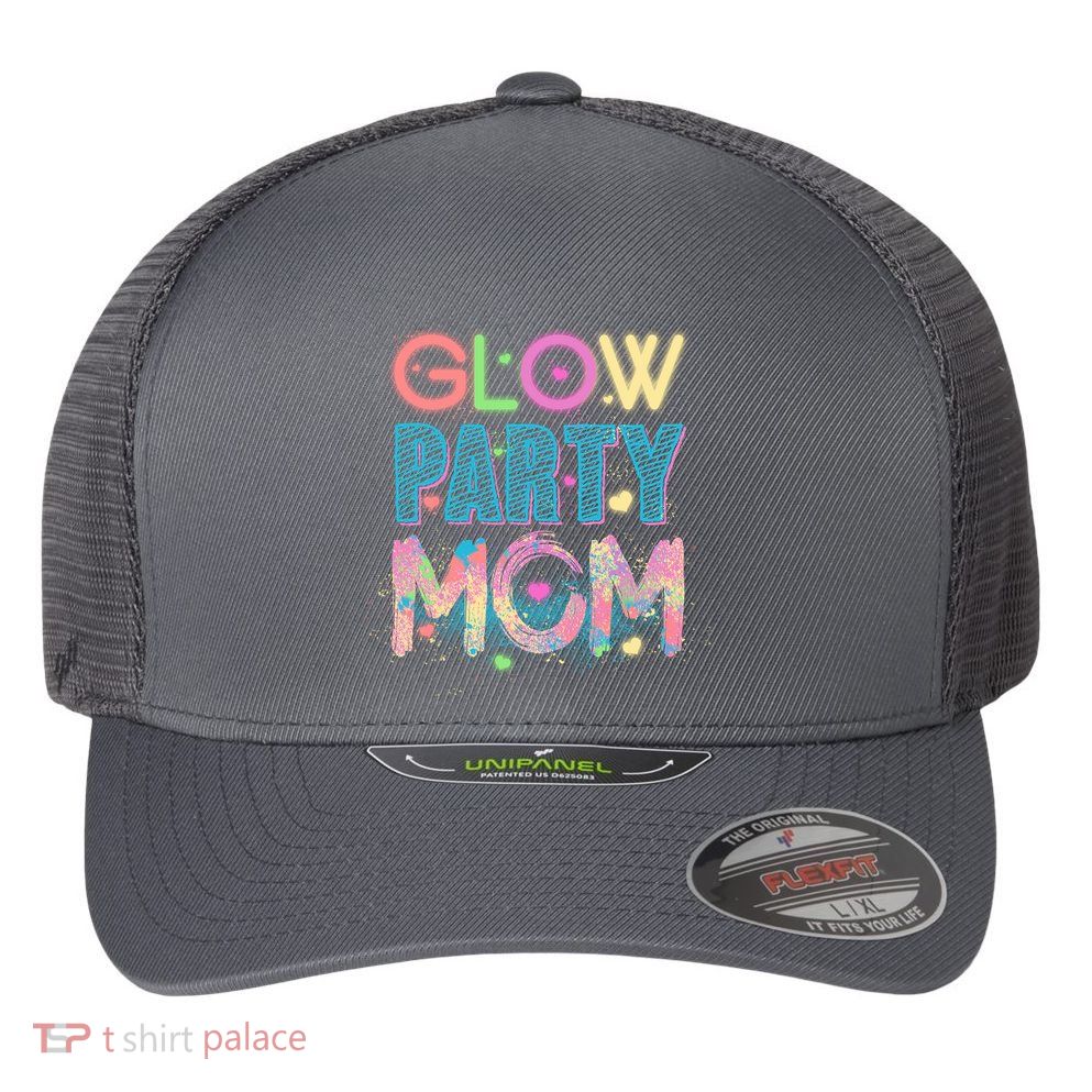 Funny Cute Glow Party Mom Flexfit Unipanel Trucker Cap