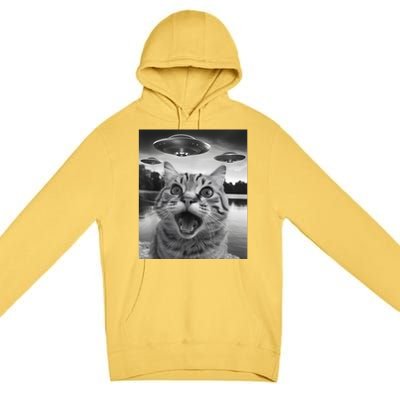 Funny Cat Graphic Ufo Weird Premium Pullover Hoodie