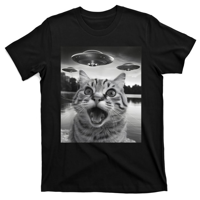 Funny Cat Graphic Ufo Weird T-Shirt