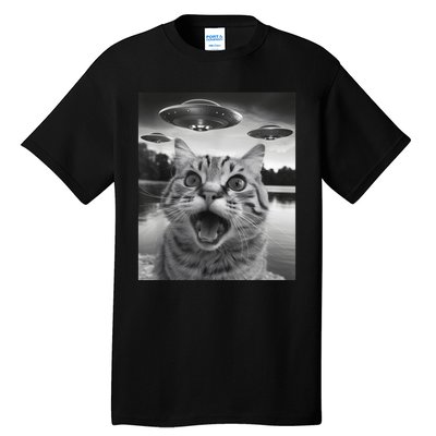 Funny Cat Graphic Ufo Weird Tall T-Shirt