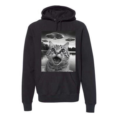 Funny Cat Graphic Ufo Weird Premium Hoodie