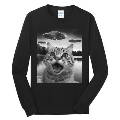 Funny Cat Graphic Ufo Weird Tall Long Sleeve T-Shirt