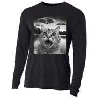 Funny Cat Graphic Ufo Weird Cooling Performance Long Sleeve Crew