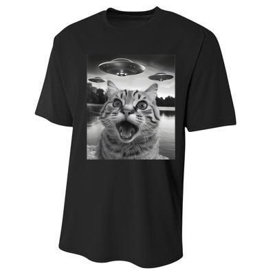 Funny Cat Graphic Ufo Weird Performance Sprint T-Shirt