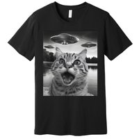 Funny Cat Graphic Ufo Weird Premium T-Shirt