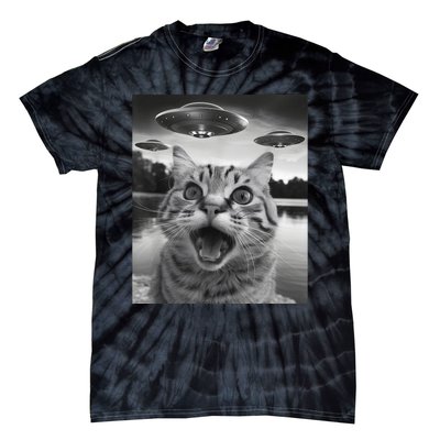 Funny Cat Graphic Ufo Weird Tie-Dye T-Shirt