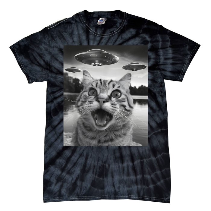 Funny Cat Graphic Ufo Weird Tie-Dye T-Shirt