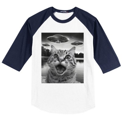 Funny Cat Graphic Ufo Weird Baseball Sleeve Shirt