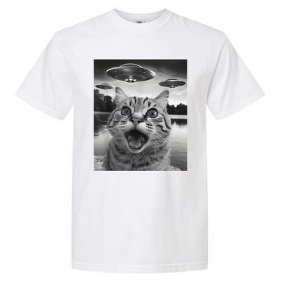 Funny Cat Graphic Ufo Weird Garment-Dyed Heavyweight T-Shirt