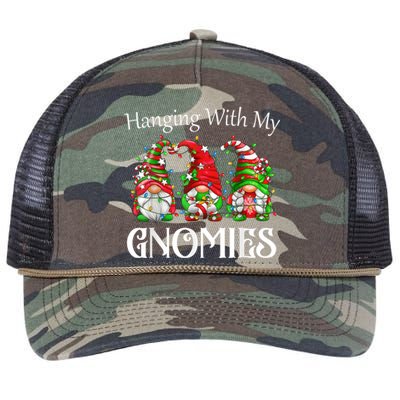 Funny Christmas Gnome Hanging With My Gnomies Family Pajamas Retro Rope Trucker Hat Cap