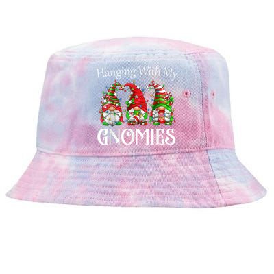 Funny Christmas Gnome Hanging With My Gnomies Family Pajamas Tie-Dyed Bucket Hat