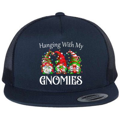 Funny Christmas Gnome Hanging With My Gnomies Family Pajamas Flat Bill Trucker Hat