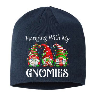 Funny Christmas Gnome Hanging With My Gnomies Family Pajamas Sustainable Beanie