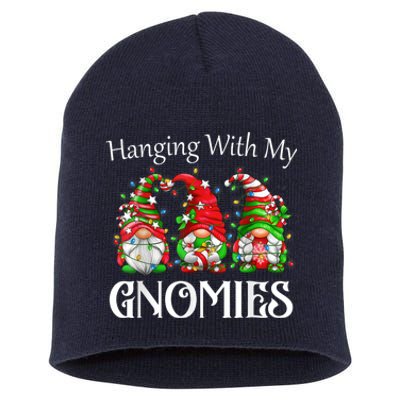 Funny Christmas Gnome Hanging With My Gnomies Family Pajamas Short Acrylic Beanie