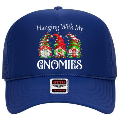 Funny Christmas Gnome Hanging With My Gnomies Family Pajamas High Crown Mesh Back Trucker Hat