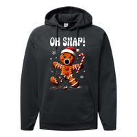 Funny Christmas Gingerbread Man Oh Snap Outfit Pajama Performance Fleece Hoodie