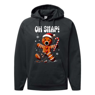 Funny Christmas Gingerbread Man Oh Snap Outfit Pajama Performance Fleece Hoodie